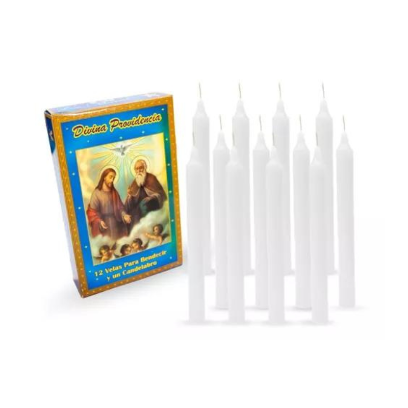 Docenera de Velas Con Candelabro - Velas y Veladoras Luz Maria