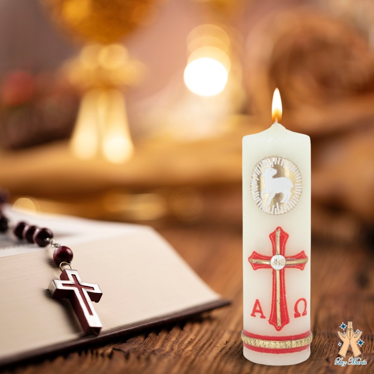 10 Cirios Pascuales Decorados Incrustacion De Cera 3.5x11 - Image 5