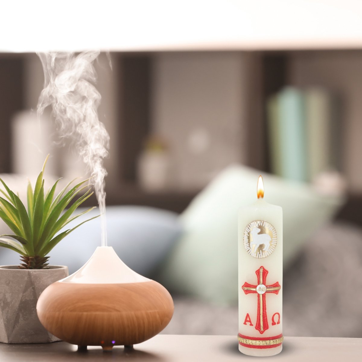 10 Cirios Pascuales Decorados Incrustacion De Cera 3.5x11 - Image 7