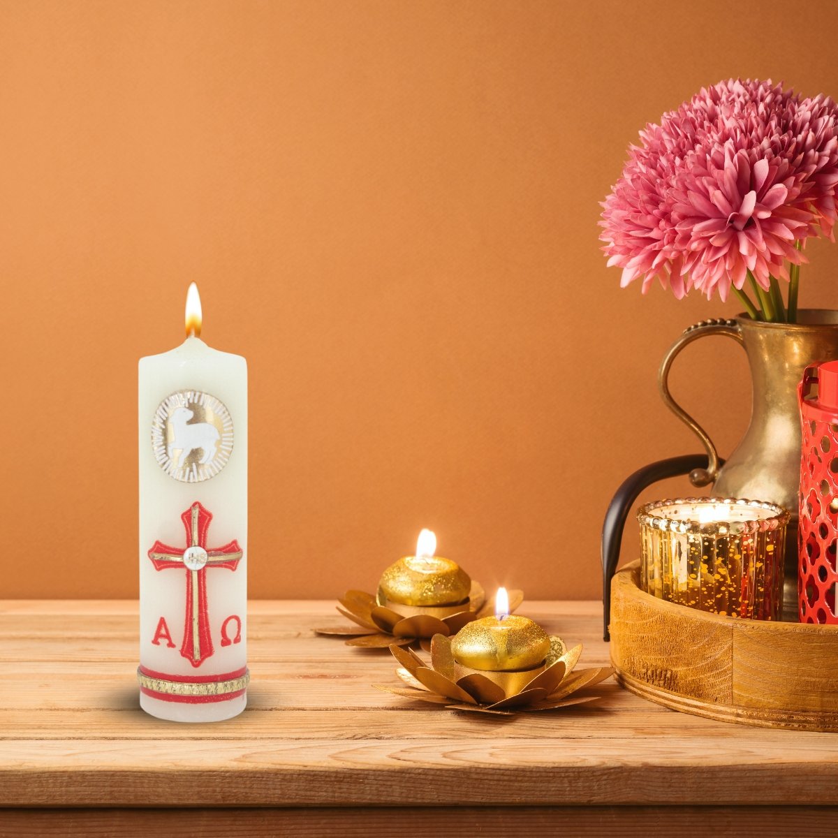 10 Cirios Pascuales Decorados Incrustacion De Cera 3.5x11 - Image 8